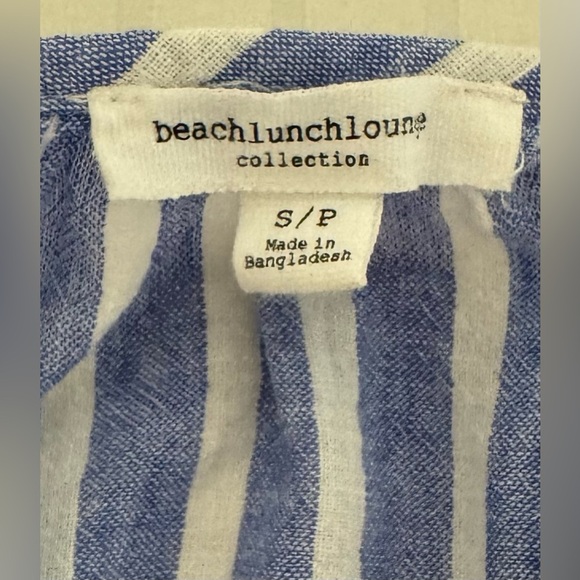 BEACH LUNCH LOUNGE Akia Linen-Blend Striped Top Ruffles Tiered Size S/P - Picture 3 of 9